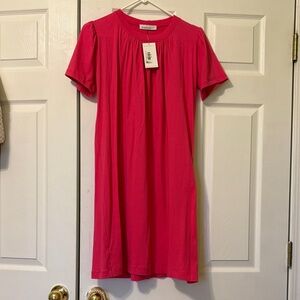 Bright Pink Short Sleeve Shift Dress